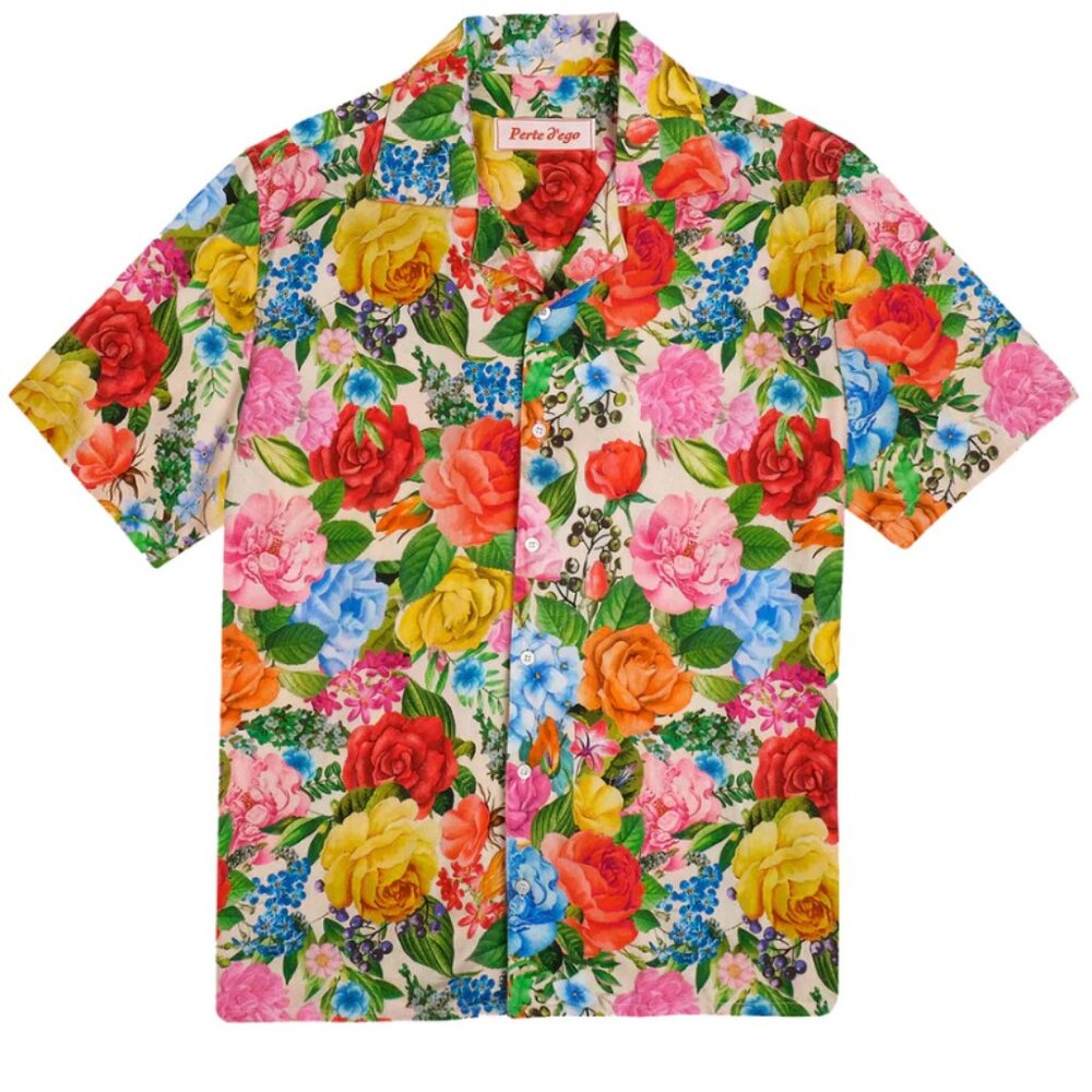 NWT - Perte d'ego Floral Short-Sleeve Satin Shirt